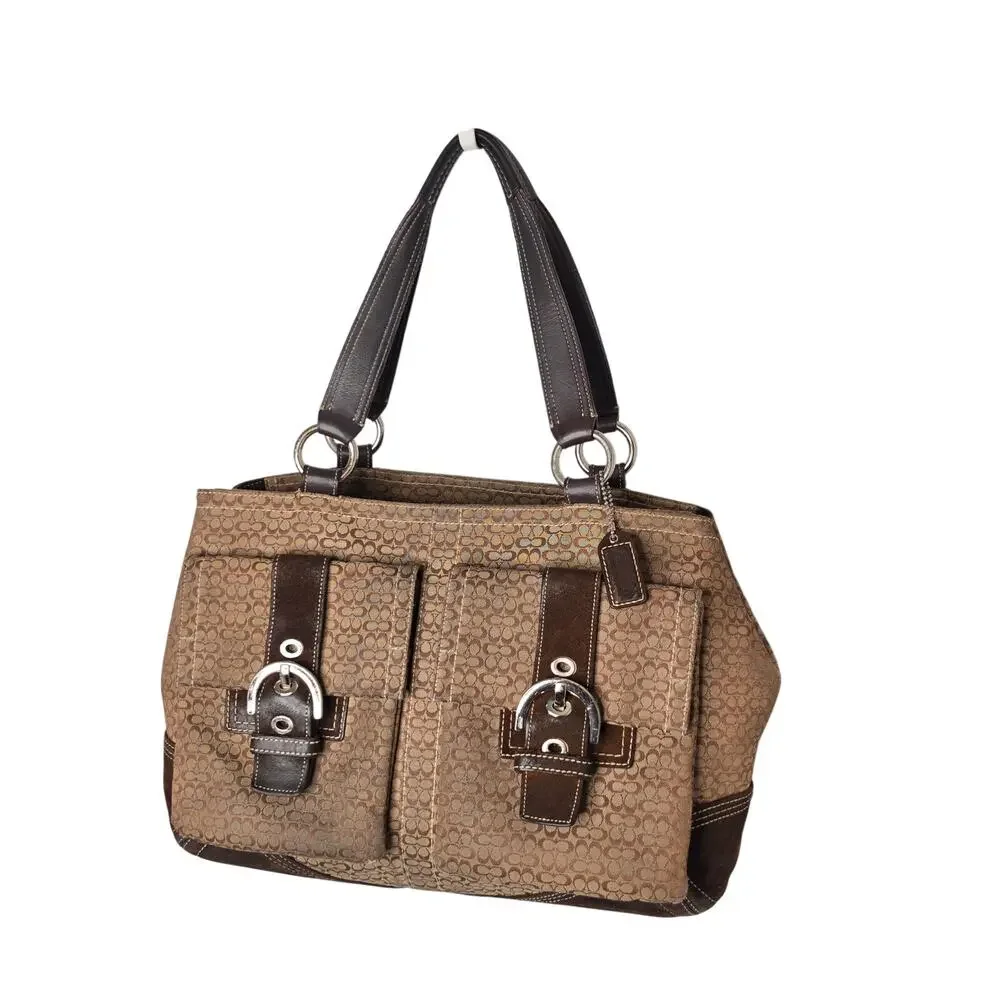 Coach Large Expandable Soho Purse - Brown Signature Textile Jacquard - Picture 7 of 11